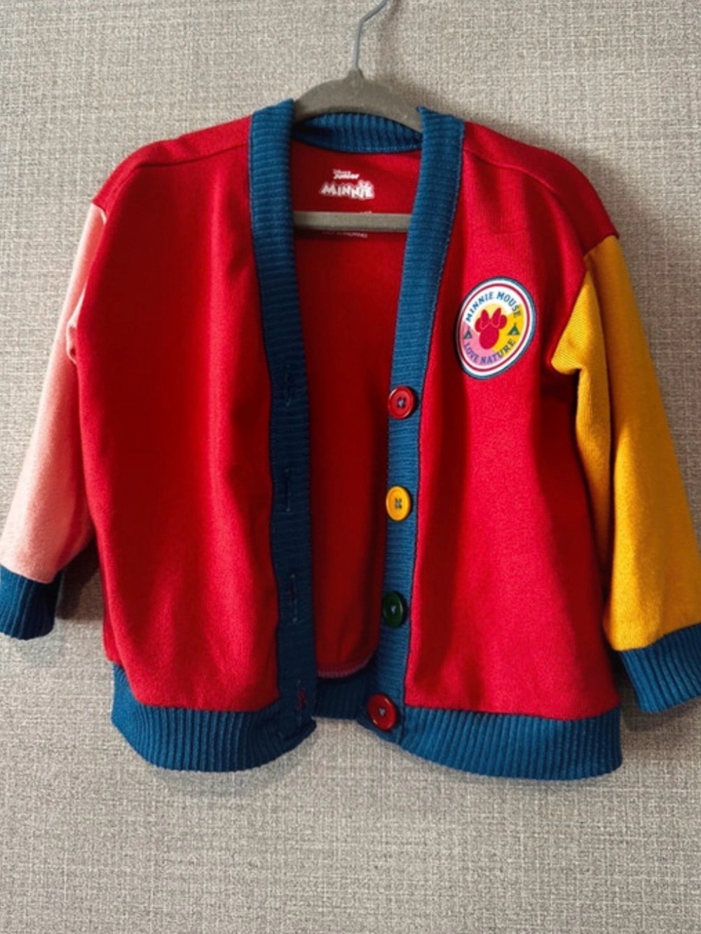 Disney Minnie Colorblock Cardigan - Red, Blue, Yellow, Pink